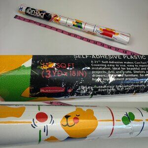 Vtg Retro Roll Rubbermaid Contact Plastic Candy Bears Teddy Yellow Square Flower